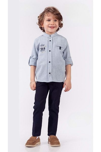wakawakakidsstore Set de 2 piese pentru băiat cu cămașă și pantaloni de judecată cu imprimeu în față