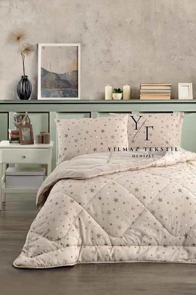 Home Single Welsoft Quilt Pillowcase Beige Star |   Dowry Set |   Dowry Team