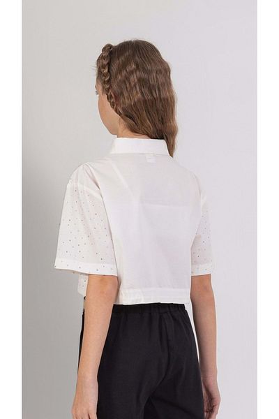 wakawakakidsstore Cămașă pentru fetiță model crop cu imprimeu cu piatră