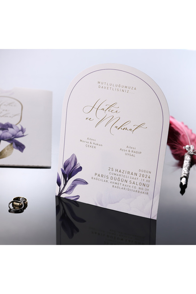 Pixel Davetiye 2025 RENKLİ YENİ MODEL - 50 Adet Düğün Davetiyesi Düğün-Nişan-Kına-Sünnet Davetiyesi-359