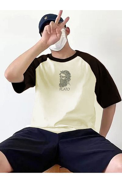 Pasage Azurco Oversize Plato Printed Black Tshirt