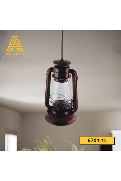 ACCEPT Single Hanging Chandelier in the Shape of a Giant Lantern in Dark Copper