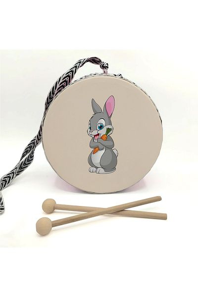 BAKSEPETE Rabbit Printed leather toy children's drum blue (2-5 years)