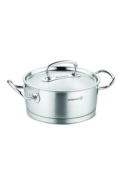 KORKMAZ Stainless Steell Proline Pot Low. Capacity 20 Cm / 20x9cm / 2.8lt.