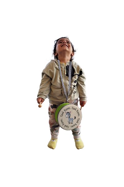 BAKSEPETE Donkey Cub Printed Leather Toy Children's Drum Green (2-5 Years Old)