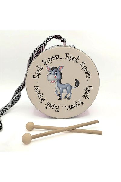 BAKSEPETE Donkey Cub Printed Leather Toy Children's Drum Blue (2-5 Years Old)