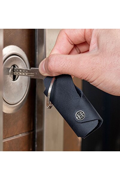 Trusador Unisex Ibiza Navy Blue Genuine Texture Keychain and Bottle Opener