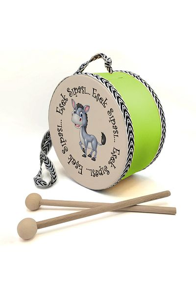 BAKSEPETE Donkey Cub Printed Leather Toy Children's Drum Green (2-5 Years Old)
