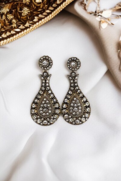 FAYRA ACCESSORIES Zirkon Taşlı Su Damlası İnci Küpe