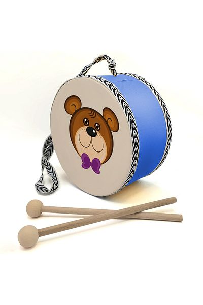 BAKSEPETE Bow Tie Teddy Bear Printed Leather Toy Children's Drum Blue (2-5 Years)