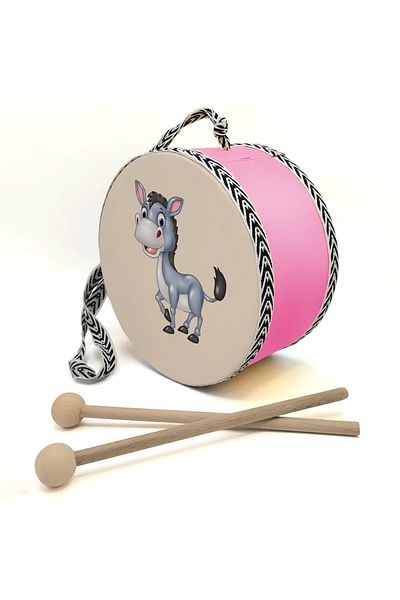 BAKSEPETE Donkey Printed Leather Toy Children's Drum Pink (2-5 Years Old)