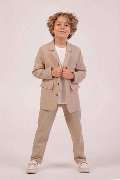 Waka Waka Striped Jacket Boy's 3 Types of Chestnut Underwear Suit Brown