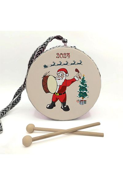 BAKSEPETE Santa Claus Printed Leather Toy Children's Drum Yellow (2-5 Years Old)