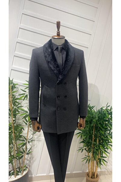BT BABA TERZİ Slimfit Double Breasted Stamp Coat