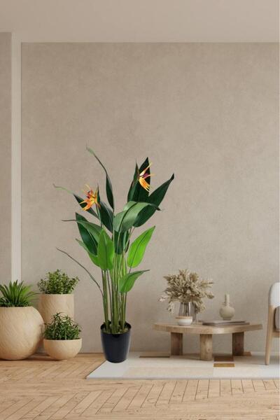 Nettenevime Yapay Ağaç Starliçe 160cm Horoz İbiği Çiçekli Bird of Paradise Artificial Plants
