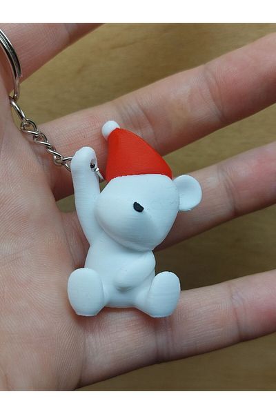 CharmFancy Cute Teddy Bear Christmas Themed Bear Keychain Bag Ornament with Christmas Hat