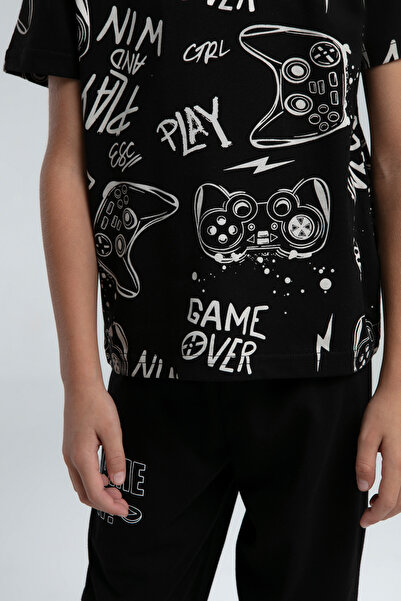 Lienna Boy's Black 100% Cotton Pajama Suit