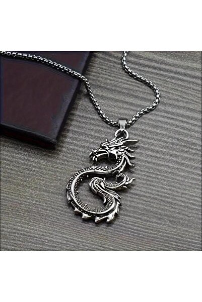 Tudivanyu Aksesuar Creative Necklace with Dragon Head Silver Color
