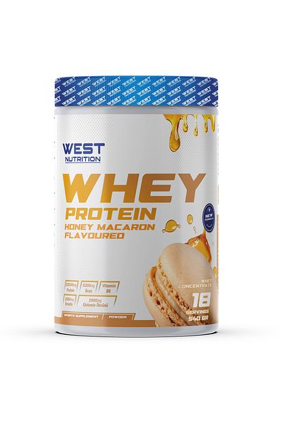 West Nutrition 540 Gr Whey Protein Powder Flavored 18 Servings with Honey & Almond Macarons
