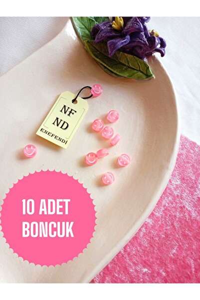 ENEFENDİ 10 bucăți mărgele cu fața zâmbitoare, brățară roz, cu gaură, pentru ...