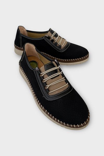 Liger Women's Daily Lightweight Seasonal Comfortable Smart Lacing Orthopedic Casual Shoes Black - Beige