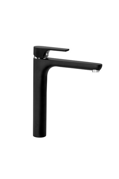 GS Rubinetterie GS Slim Single Lever High Basin Mixer with Click Clack Waste Black Chrome