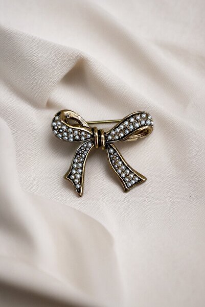 FAYRA ACCESSORIES Kristal Taşlı Fiyonk Figürlü Broş