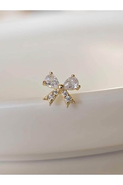 Eva Takı Store Gold Color Fracture Piercing Tragus Helix Earrings