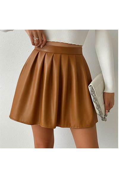 MAROVOAY Μίνι φούστα με πλισέ από ψεύτικο δέρμα