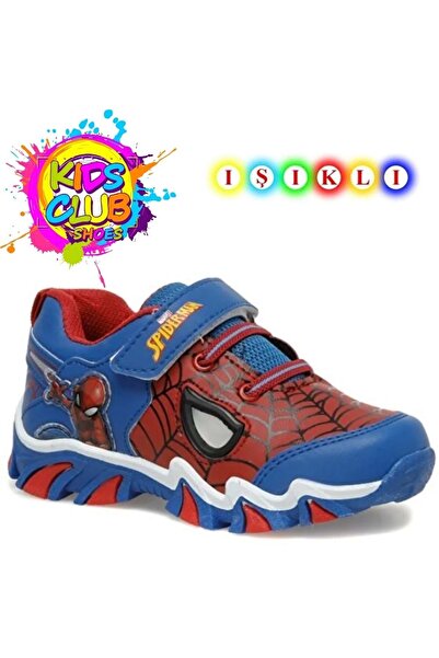 Kids Club Shoes Spiderman Masko Ortopedik Işıklı Çocuk Spor Ayakkabı MAVİ