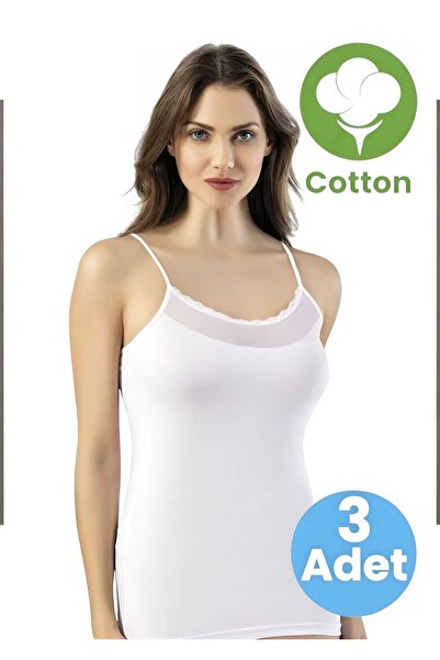 Tezzgelsin Жіночий триколірний бавовняний топ на бретельках з тюлевими деталями