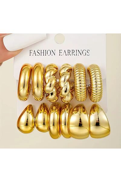 Girift Vintage Vallia 6 Pieces Gold Earring Set