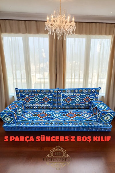 mdhomecarpet Anadolu Desenli Şark Köşesi Yer Minderi Takımı –Süngersiz Kılıf ...