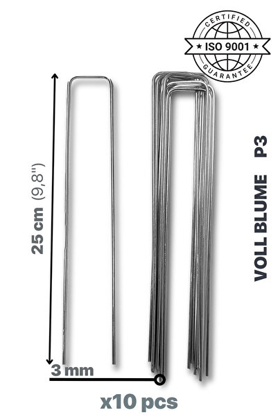 VOLL BLUME P3 25cm Çadır Kazığı Çelik Metal Peyzaj Demiri Kaymaz Kancalı Bran...