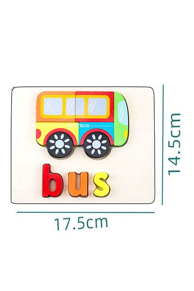 Generic 3d educational wooden toy in the shape of a bus kt-042