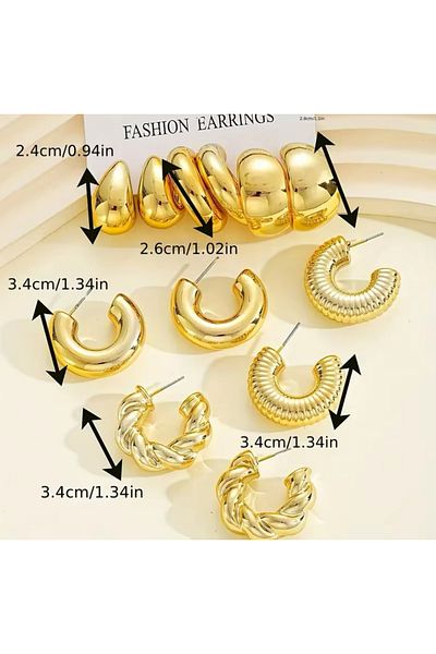 Girift Vintage Vallia 6 Pieces Gold Earring Set
