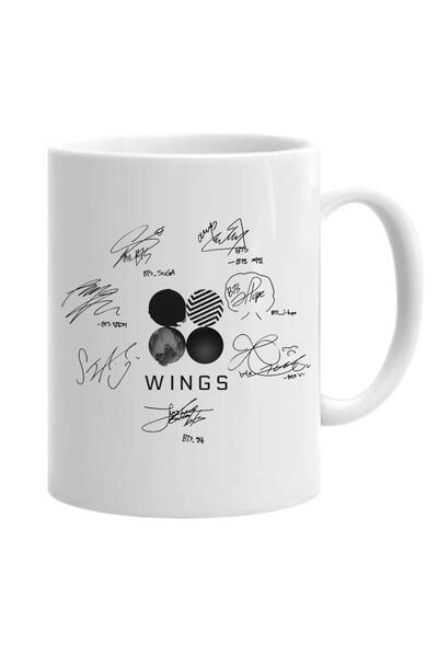 OEM Cana albă personalizată bts wings semnături bandă, INOVATIX®. 330 ml