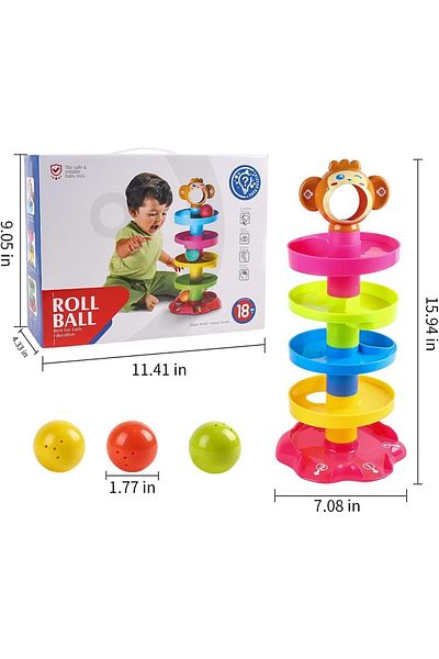 Other Rotating Ball Drop Tower Toy – Early Educational Gift for Boys & Girls Ages 1–2, ABS, Multicolor