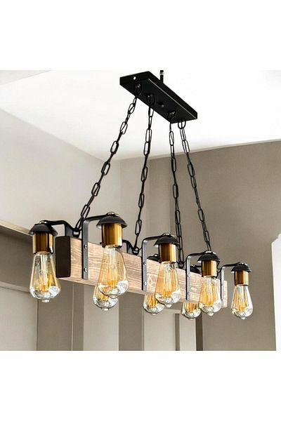 ONUR AVİZE Retro Vintage Antique and Modern Circuit Wood 8-Piece Rustic Lighting Product