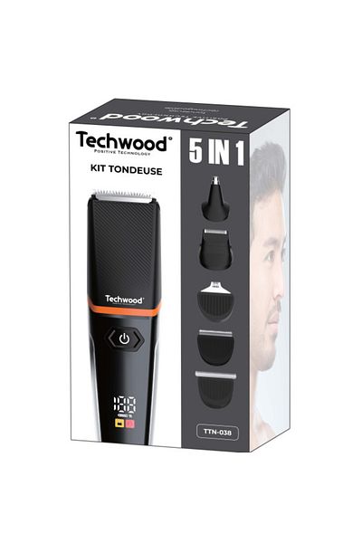 Techwood Trimmer 5 in 1 Techwood TTN-038, 600mAh, 90 minutes, 6 combs, stainless steel blades