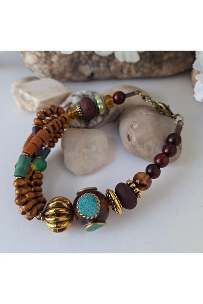 azra takı tasarım Handmade Authentic Bohemian Wooden Women's Bracelet