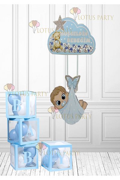 LOTUS PARTY Baby Boy Hospital Room Decoration - Blue Baby Box - Newborn Door Decoration Baby Boy