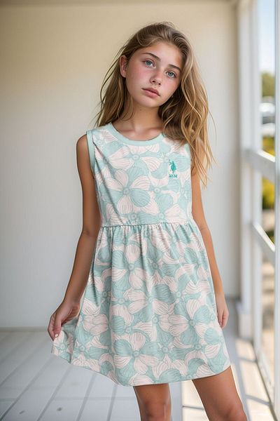 U.S. Polo Assn. Girl's Patterned 100% Cotton Dress