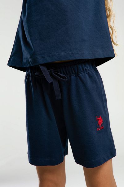 U.S. Polo Assn. Σετ σορτς για κορίτσια από 100% βαμβακερό μπλουζάκι με λαιμόκοψη