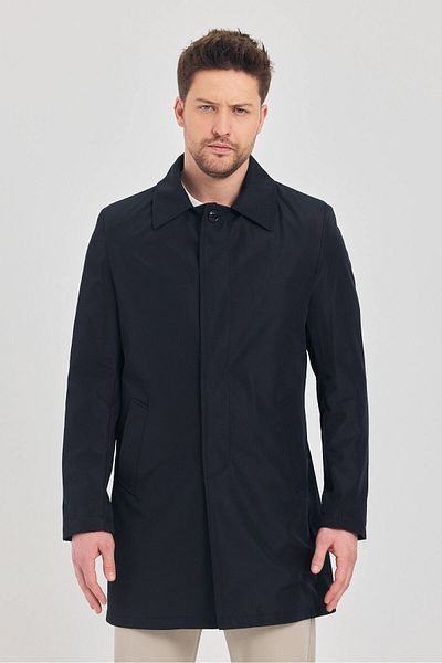 TREND KOMBİN Trench pentru bărbați, albastru bleumarin, cu guler clasic, cu potrivire standard