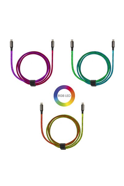 LİVOO Cablu Livoo TEA299, USB C la USB C, 1M, încărcare rapidă, 60W, lumină RGB, capete din aluminiu