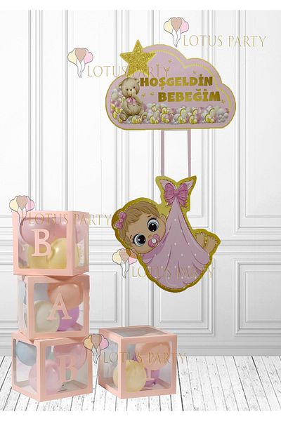 LOTUS PARTY Baby Girl Hospital Room Decoration - Pink Baby Box - Newborn Door Ornament Baby Girl