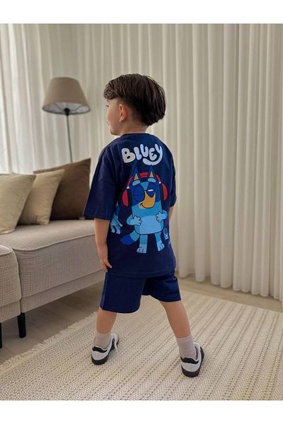 Canlook Bluey Cartoon Character Back Printed Summer Top and Bottom Set