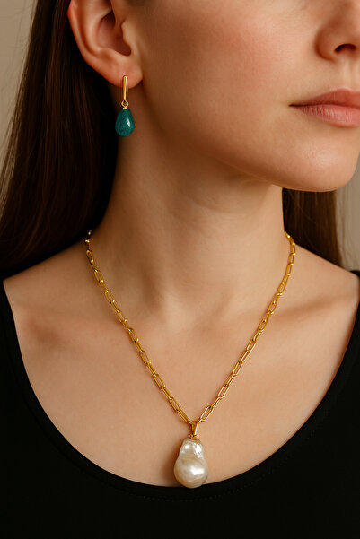 DURAN TAKI TASARIM Hakiki Barok İnci Gümüş Kolye