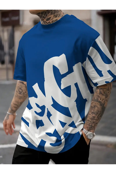 bellanova Color Block Short Sleeve Rose Printed T-Shirt for Men